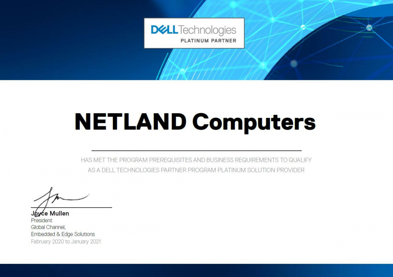 Netland Computers partnerem Platinum Dell Technologies